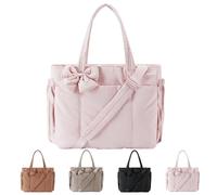 Generico Lightweight Crush Bow Tote Bag for Women, Stylish Handbag Crush, Bow Tote Bag for Daily Commuting, Shopping, Travel (Pink)