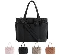 Generico Lightweight Crush Bow Tote Bag for Women, Stylish Handbag, Crush Bow Tote Bag for Daily Commuting, Shopping, Travel (Black)