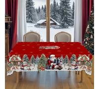Generico Likewised Christmas Tablecloth, Round Christmas Tablecloth, Christmass Tablecloths Rectangular, Joyful Festive Classic Tablecloths, Washable for Party Picnic Dinner Decor (long)