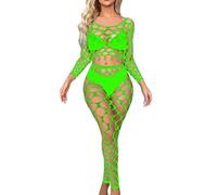 Generico Lingerie Calze a Rete Sexy Body Donna Intimo Trasparente Bodystocking Elastico Camicia da Notte Hot Completino Reggicalze Pigiami Babydoll Un Pezzo Fishnet TutaRomantico