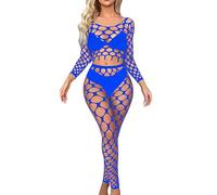 Generico Lingerie Calze a Rete Sexy Body Donna Intimo Trasparente Bodystocking Elastico Camicia da Notte Hot Completino Reggicalze Pigiami Babydoll Un Pezzo Fishnet TutaRomantico
