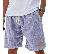 Generico Lininco Mens Shorts, Mokaloha Mens Shorts, Vintage Breathable Linen Embroidered Logo Loose Holiday Short with Pockets (Purple,5XL)
