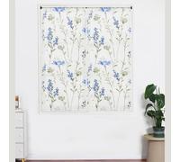 Generico Lino Tende Tendine Finestre a Pannello Trasparente Adatte per Porte Balcone Soggiorno Camera da Letto Cucina (Blu Flower, 60x150cm 2 Pannelli)