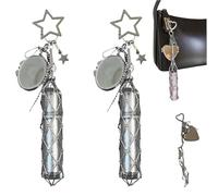 Generico Lipstick Holder Stainless, Lipstick Keychain, Small Bling Crystal Lipsticks Storage Bag Key Chain (2Star)