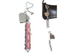 Generico Lipstick Holder Stainless, Lipstick Keychain, Small Bling Crystal Lipsticks Storage Bag Key Chain (Heart)