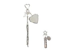 Generico Lipstick Holder Stainless Steel, Chic Lip Gloss Holder With Mirror, Bling Crystal Lipsticks Keychain for Women, 2-in-1 Lipstick Holders for Purse (A2)