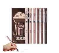 Generico Liquid Ink Pen,6x Coffee Theme Felt Tip Pens | Funny Needle Tip Pens, Portable Ball Point Ink Pen Set for Home, Studio, Schoo