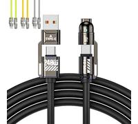 Generico Liquid Silicone 4-in-1 Fast Charging Cable, Thicker Silicone Multiple Multi-Connector Fast Charging Cable with USB-A & USB-C, 1m / 1.5m / 2m, for Phones and Compatible (Black,2M)