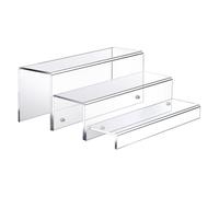 Generico Liquor Bottle Display Shelf - 3 Tier Acrylic Risers 37x28.5x14cm | Clear Multipurpose Organizer Stand For Liquor Perfume Figures Collections TV Stand Living Room Bar Display Rack