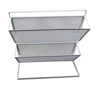 Generico Literature Stand - 2 Layer Show Display Desktop Rack, Multi Functional Rectangular Pocket Slot, Foldable Wire Mesh Document Holder, Side Loading Organizer | Use For School Library Office