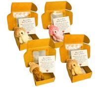 Genérico Little Bear In A Box - 4 pezzi Small Bear Plush with Inspirational Card, Cartoon Doll for Desk Shelf Room Bedroom Nursery School Offices Halloween Christmas Valentines