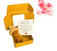 Generico Little Bear in Box, Handmade Mini Teddy Bear in , Handmade Mini Bear in , Emotional Support Plush Positive Gifts for Christmas and Valentine's Day (Coffee)