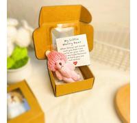 Generico Little Bear in Box, Mini Plush Teddy Bear in Box, Mini Plush Bears, with Inspirational Card, Desk Accessories, Cute BearGifts for Sympathy (Pink)