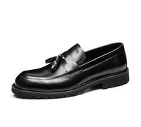 Generico Loafers Comodo Suola Spessa e Nappe da Uomo Mocassini Eleganti Formali Slip On Scarpa Basse da Abito in Pelle Casuale,Nero,43