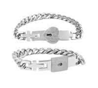 Generico Locking Bracelet Set Matching Couple Wrist Jewelry 2 Pieces