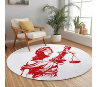 Generico Logo Giustizia Rotondo Tappeto 200 cm Minimalismo Morbido Tappetini Rotondo, Bianco Camera da Letto Pelo Corto Tappeto Antiscivolo Lavabile Tappetini da Gioco per Interni