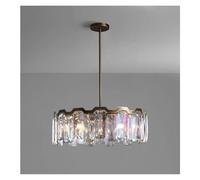 Generico Long Dining Table Decoration Colorful K9 Crystal Pendant Light Luxury Bronze Lamp Body Pendant Lamp Home Decor Lights