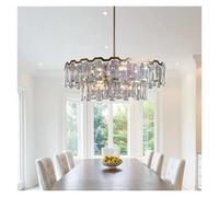 Generico Long Dining Table Decoration Colorful K9 Crystal Pendant Light Luxury Bronze Lamp Body Pendant Lamp Home Decor Lights
