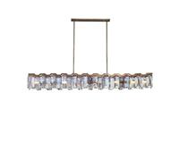 Generico Long Dining Table Decoration Colorful K9 Crystal Pendant Light Luxury Bronze Lamp Body Pendant Lamp Home Decor Lights