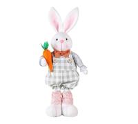 Generico Long Leg Standing Easter Bunny Decoration | Soft Fabric, 16.1in/21.6in Height | Plush Rabbit Doll Holding Egg, Carrot | Spring Home Decor, Party Supplies