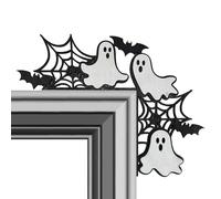 Generico Lot De 4 Feuilles D'autocollants Bannière - À Suspendre Pour Deco Halloween | Décoration D'angle De Cadre En Bois De | Décor D'halloween De Festival Avec Visage De Sorcière Fantôme