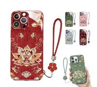 Generico Lotus Lanyard Hard Case for Iphone, Curranet Lotus Lanyard Hard Case, All-Inclusive Lens Design Phone Cases, Full-Coverage Drop Protection (13,Red)
