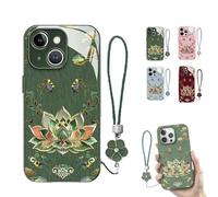 Generico Lotus Lanyard Hard Case for Iphone, Curranet Lotus Lanyard Hard Case, All-Inclusive Lens Design Phone Cases, Full-Coverage Drop Protection (11 Pro,Green)