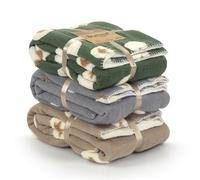 Generico Lovely Shabby Plaid Jacquard Shetland con Pecorelle 130 x 160 cm (Sabbia)