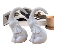 Generico Loving Pair Of Elephants Statue 2PCS | Resin Elephant Garden Figurine Set 7.3×6.5×12.8cm Beige Animal Sculptures Home Garden Decor Mother’s Day Gift Ornament Any Setting