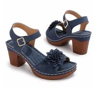 Generico Low Wedge Sandals for Women 2026 Chunky Heel Platform Sandals with Adjustable Ankle Strap Dressy Summer Breathable Open Toe Hollow Out Shoes for Casual Beach (blue,41)