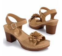 Generico Low Wedge Sandals for Women 2026 Chunky Heel Platform Sandals with Adjustable Ankle Strap Dressy Summer Breathable Open Toe Hollow Out Shoes for Casual Beach (brown,39)