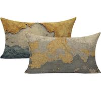 Generico Lpfieonn Mappa Copricuscini Impermeabili 30x50cm, Giallo Set di 2 Cuscini da Esterno in Lino con Chiusura Invisibile e Stampo Doppia Faccia. Ideali Come Cuscini per Divano Decorativi -5504