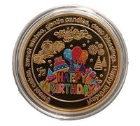 Generico luccky Challenge Coin - Messaggio di Buon Compleanno Creativo | Moneta di Torta commemorativa da Collezione | Moneta d'oro di Compleanno per attività di, Bambini, familiari, Amici