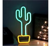 Generico luce decorativa Lampada al neon a forma di per vaso di per cactus, alimentata a batteria da 5 V per la cameretta dei bambini