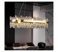 Generico Luce Pendente, Lampadario Moderno da soffitto in Cristallo Dorato for Soggiorno, Sala da Pranzo, Camera da Letto, arredo casa, Personalizzabile(Warm White,CD100cm)