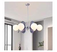 Generico Luce Pendente, Moderni apparecchi di Illuminazione for Interni for soggiorni, Sale da Pranzo e camere da Letto, lampade a Sospensione in Ferro e Vetro(C Silver 6head)
