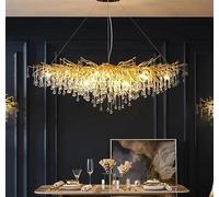 Generico Luce sospesa, Lussuose decorazioni a base dorata con gocce d'acqua for la casa, rami di alberi luminosi, personalizza il lampadario cristallo lusso dell'atrio(Pendant L150cm,Neutral light)