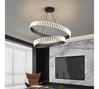 Generico Luce sospesa, Moderno Cerchio Pianoforte LED Lampada A Sospensione Nordica Camera Da Letto Soggiorno Sala Pranzo Decorazione(Cold White,D80 D60cm)