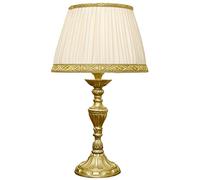Generico LUCECLASS C543 Lampada da comodino classica artigianale da tavolo ottone satinato con paralume in misto seta plissettato avorio camera da letto hotel.