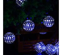 Generico Luci solari esterne della stringa, 5m 20LED luci del cortile, luci solari fatate con 8 modalità, feste all'aperto del giardino, decorazioni natalizie, illuminazione impermeabile (Blu)