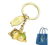 Generico Lucky Cat Keychain - Gold Fortune Cat Key Ring, Cute Anime Charm | Wealth Luck Symbol Accessory, Decorative Purse Bag Pendant Key Holder Gift For Women Girls Daily Carry