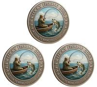 Generico Lucky Fishing Coin, Metal Good Luck Angler Challenge Token, Pocket Keepsake for Fishing Enthusiasts, Unique Gift for Dad, Husband & Fishing Lovers (3pcs)