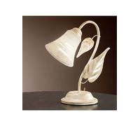 Generico Lumetto, lampada da comodino, abat jour classico in ferro battuto avorio antico a 1 luce DP325 per cameretta, salotto, camera da letto, soggiorno.
