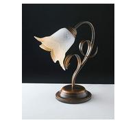 Generico Lumetto, lampada da comodino, abat jour classico in ferro battuto marrone 1 luce per salotto, cameretta, soggiorno, camera da letto, LGT Morena