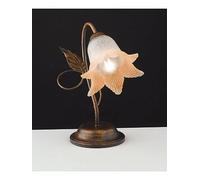 Generico Lumetto, lampada da comodino, abat jour classico in ferro battuto marrone e oro 1 luce per salotto, soggiorno, cameretta, camera da letto, LGT Anastasia