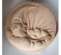 Generico Luna e Sole in Terracotta da Appendere Fatto a Mano Diametro 35 cm, Spessore 4 cm Pannello Muro per Interni ed Esterni Made in Italy
