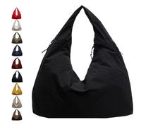 Generico Luna Lush Bag, Multi-Pocket Large Capacity Slouchy Nylon Tote, Waterproof Travel & Commute Shoulder Handbag for Men & Women (Black)