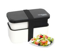 Generico Lunch Box For Adults, 2-TierFood Container With Removable Utensil Set And Sealing Strap, 1450ml Microwave Safe Bowl For Work College School Picnic Outdoor