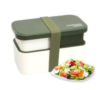Generico Lunch Box For Adults, 2-TierFood Container With Removable Utensil Set And Sealing Strap, 1450ml Microwave Safe Bowl For Work College School Picnic Outdoor