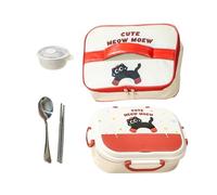 Generico Lunch Box per bambini - Lunch Box in acciaio per bambini, contenitori per alimenti con coperchi e posate | Contenitore portatile per alimenti adatto al microonde con borsa per il trasporto